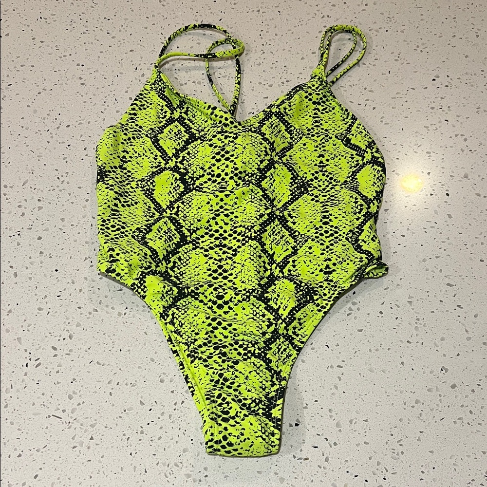 Kendall & Kylie Lime Snakeskin One Piece